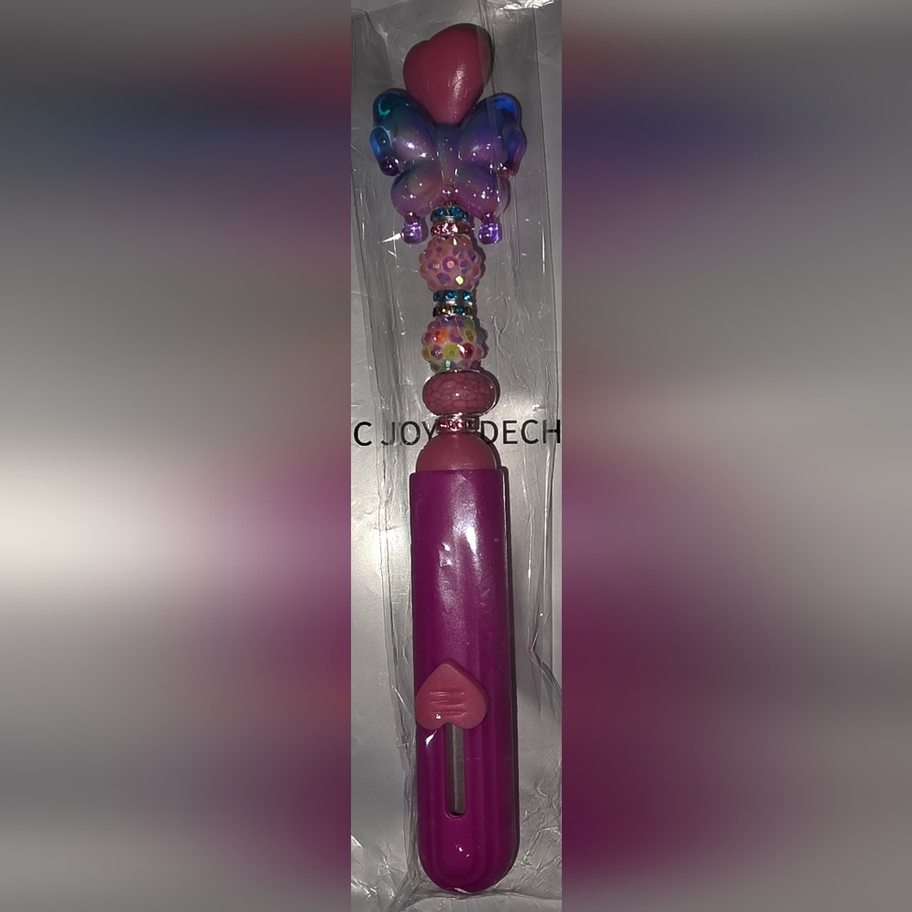 Hand Beaded Pink Butterfly Utility Knife
